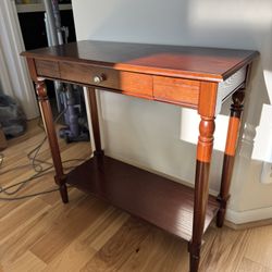 Classic Cherry Wood Console Table with Drawer and Lower Shelf