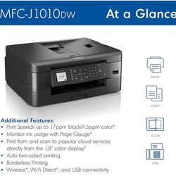 Brother MFC-J1010DW Wireless Color Inkjet All-in-One Printer with Mobile Device and Duplex Printing