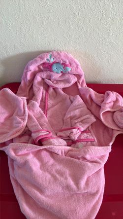 Pink Baby Hooded Terry Cloth Robe Set
