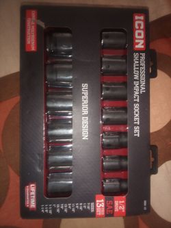 Icon professional shallow impact socket set