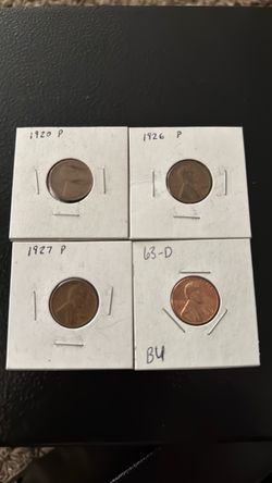 Lincoln Wheat Penny Lot 1920-P 1926-P 1927-P 1963-D