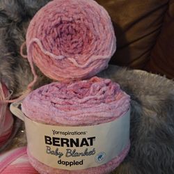 2 Rolls Baby Blanket Yarn Yarnspirations Dappled Pink Arts Craft Knit Knitting