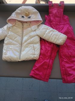 Size 2/3 unicorn Zara jacket and gap snow bibs