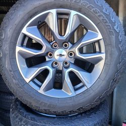 2021 OEM ORIGINAL TAKEOFFS CHEVY SILVERADO RST 20 INCH HAVE TPMS SENSORS TIRES BRIDGESTONE ALL-TERRAIN 90 % $ 1100 FIRM. 