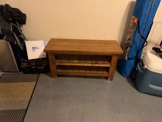 Rustic Wood Entryway Bench with Shoe Shelves