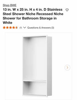 BWE Stainless Steel Recessed Shower Niche White