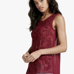 NWOT LUCKY BRAND EMBROIDERED BLOUSE, SIZE MEDIUM