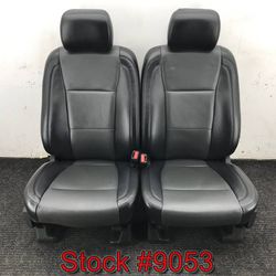 Black And Gray Leather Front Bucket Seats For A 2015 Through 2017 Ford F150 POWER Seats Stock #9053