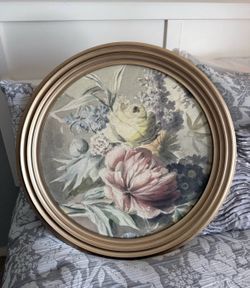 Floral canvas artwork with frame 24”