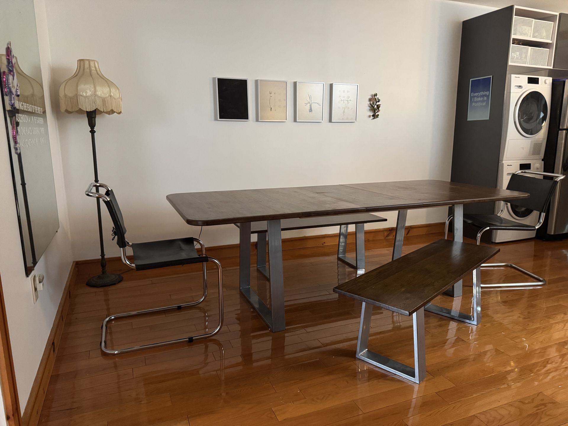 Solid Oak Table and Benches