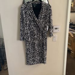 Ralph Lauren Blue And White Dress Size 14