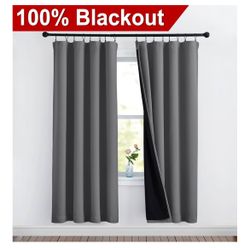 NEW Grey blackout curtains 52”x72”