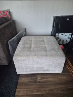 Fabric Oversized Accent Grey Ottoman