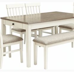 Six piece dining room table set