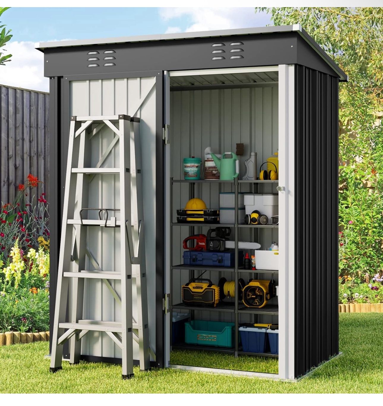 5 'x 3'Outdoor Storage Shed with Singe Lockable Door