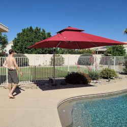 Patio Umbrella 10ft Outdoor Square Umbrella Large Cantilever Umbrella Windproof Offset Umbrella Heavy Duty Sun Umbrella for Garden Deck Pool Patio, Te