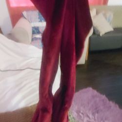 Thigh-high Suede Maroon Boots