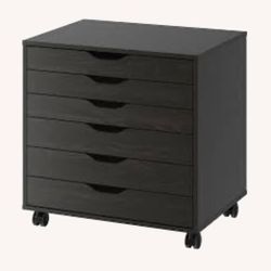 Black 6-Drawer Rolling Cabinet