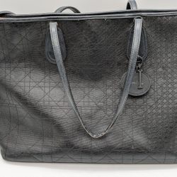 Christian Dior Black Cannage Quilted Rossato Canvas Panarea Shopping Tote Bag