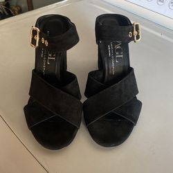 Womens Open Toe Black Heels
