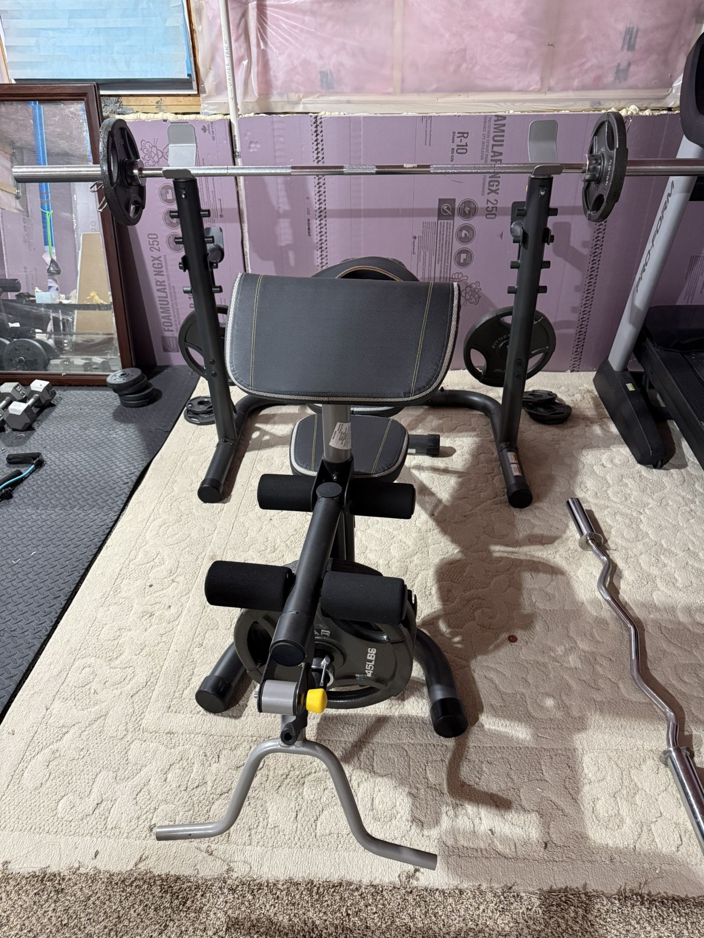 Gold Gym XRS 20 Olympic Weightlifting Home Bench With Squat Rack And Leg Extension