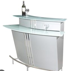 Bar with glass shelves And Storage In Back. 