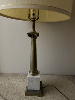 Brass and Marble Cornithian Column Lamp