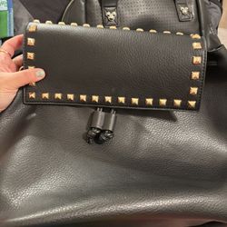 Faux Leather Black Backpack 