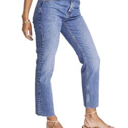 Raw Hem Crop Straight Leg Jeans TOPSHOP