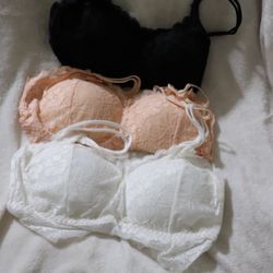 Lace Bras; Size Large 3 Pack; Black, White, Nude Colors