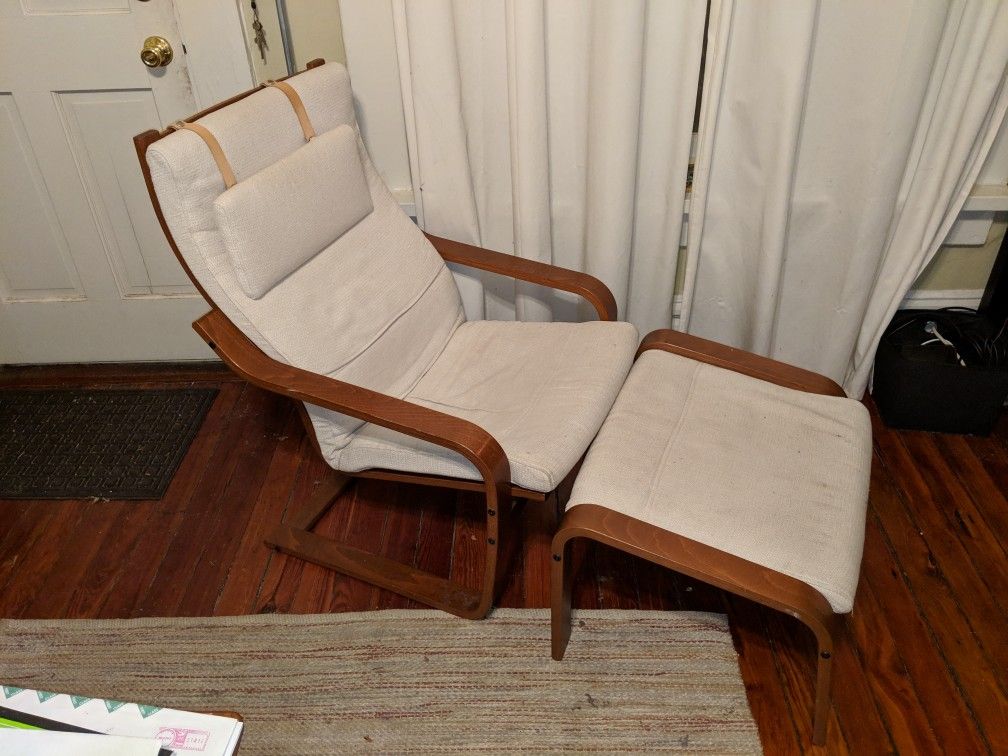 IKEA Poang chair and ottoman