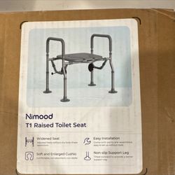 Nimood T1 Raised Toilet Seat w/ Handles 5in 300lb ADA Compliant Gray