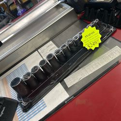 1003 Snap-On 214SIMDFMYA 14pc 3/8” Drive 12-Point Metric Flank Drive Deep Impact Socket Set 538896