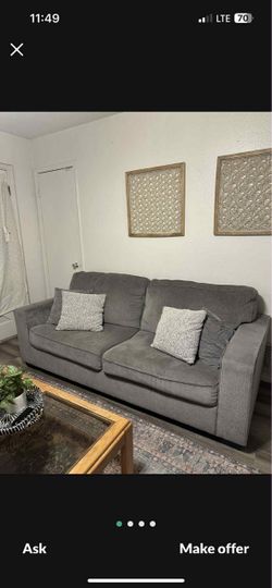 Gray Fabric 3-Seat Sofa