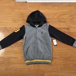 NWT U.S. Polo Assn boys full-zip hoodie jacket Size L 10/12