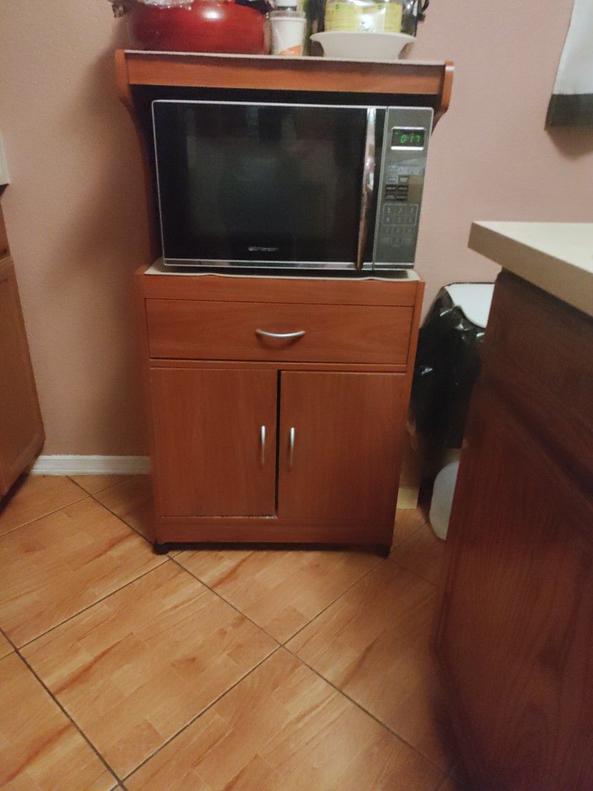 Microwave Cart Cherry Wood