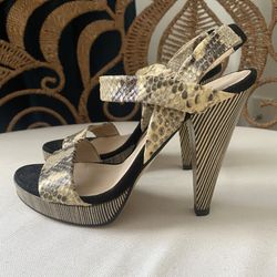 MINELLI PARIS Striped Heels Suede + Leather Shoes Sz 35/5