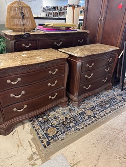 Marble Top Wood Dresser Set with Nightstands