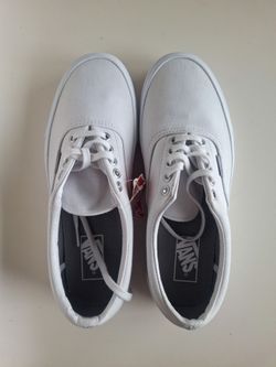 Vans Era Canvas Skate Shoes White White Mens 8.5 Womens 10 New With Tags