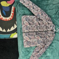 PacSun Navy Tapestry Gas Jacket (Size Small)