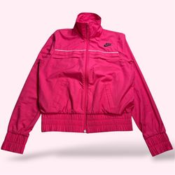 Nike Sportswear Track Jacket Full Zip Pink White Stripe Bomber Small S Women's