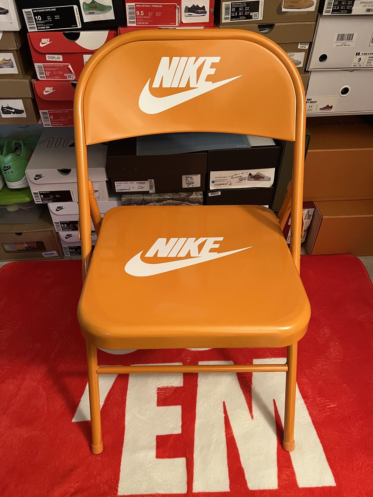 Customized Orange Nike Chair For A Sneaker Room, Personal Use Or Store Display