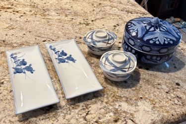 Asian style bowls and sushi plates