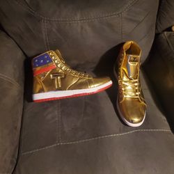 Trump Sneakers Gold Flag Shoes Size 12