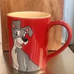 Disney TRAMP Red Heart Ceramic Coffee Tea Mug Valentine Love Lady and the Tramp