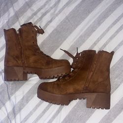Brown suede boots