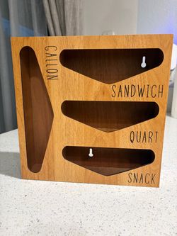 Wooden Ziplock Bag Organizer Dispenser