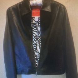 NEW Faux, Leather Zippered Motor Jacket Size S