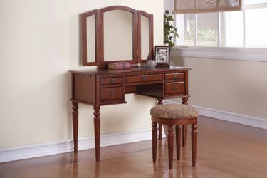 Brand New Cherry Vanity with Stool