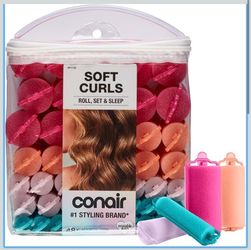 Hair Rollers for Heatless Curls Overnight, Snap Closures, 48 Count